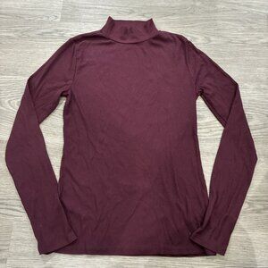 Burgundy No Boundaries Ribbed Mock Neck Long Sleeve Shirt | Size S (3-5)